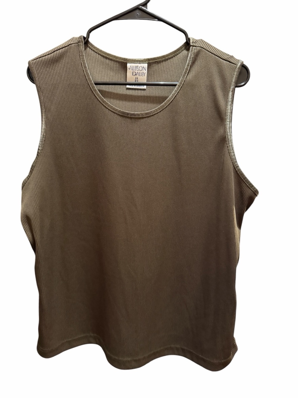 Allison Daley Olive Brown Ribbed Sleeveless Tank Top